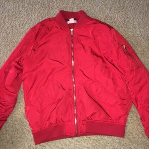 Red bomber jacket